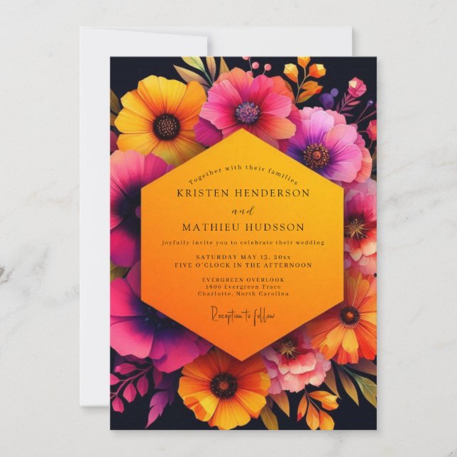 Convite Casamento Outonal Flor de Âmbar (Frente)