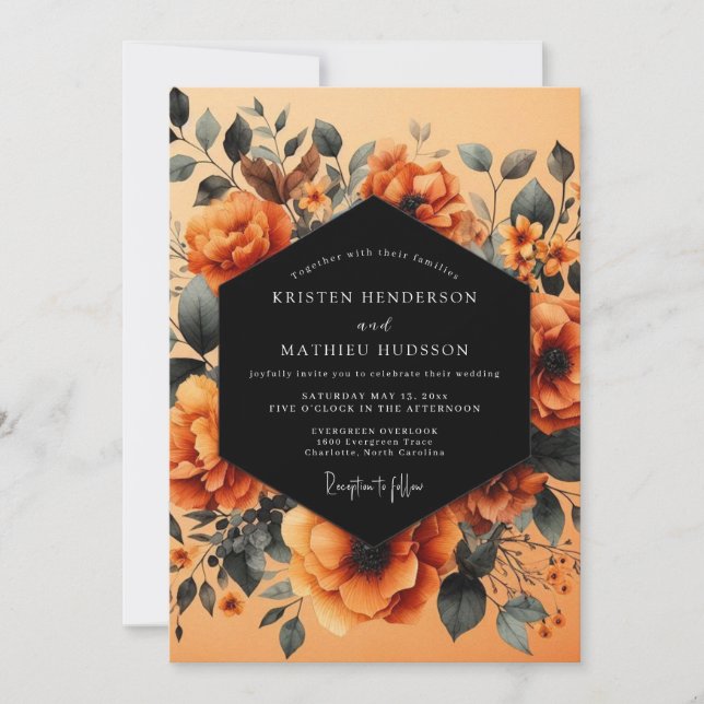 Convite Casamento Outonal Indigo Ferrugem (Frente)