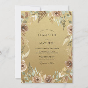 Convite Casamento Outonal Luxuoso Dourado