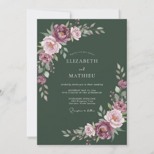 Convite Casamento Outonal Luxuriante Verde Escuro