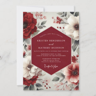 Convite Casamento Outonal Majestoso Borgonha