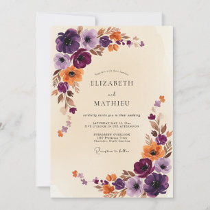 Convite Casamento Outonal Majestoso com Ameixas