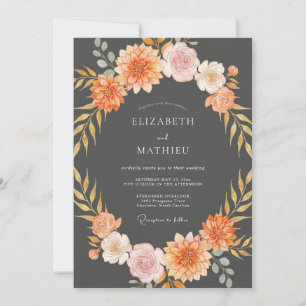 Convite Casamento Outonal Mal-humorado com Carvão Vegetal
