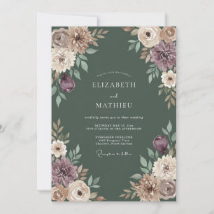 Convite Casamento Outonal Mal-humorado em Verde Musgo