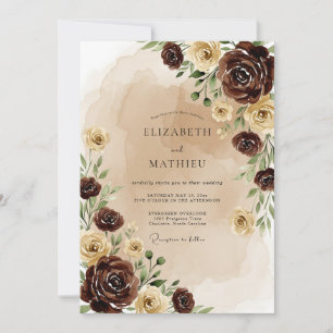 Convite Casamento Outonal Mal-humorado Marrom Chocolate