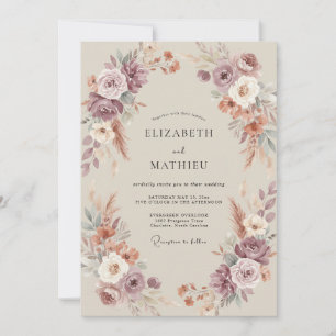 Convite Casamento Outonal Mal-humorado Rosa Empoeirado