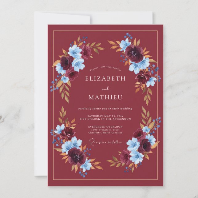Convite Casamento Outonal Maravilhoso Marrom (Frente)