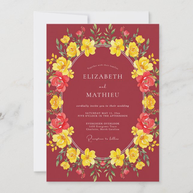 Convite Casamento Outonal Marcante de Sangria (Frente)