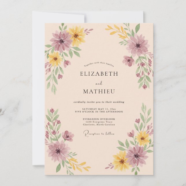 Convite Casamento Outonal Muted Malva (Frente)