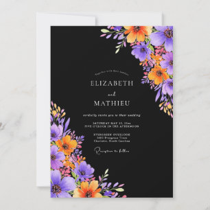 Convite Casamento Outonal Negro Lustroso