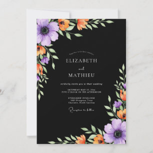 Convite Casamento Outonal Negro Sedutor