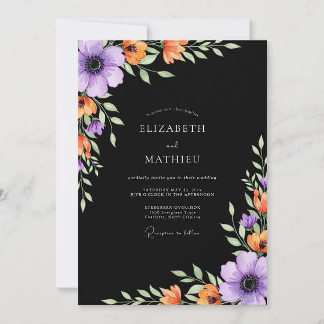 Convite Casamento Outonal Negro Sedutor (Frente)