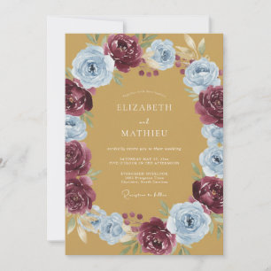 Convite Casamento Outonal Opulento Dourado