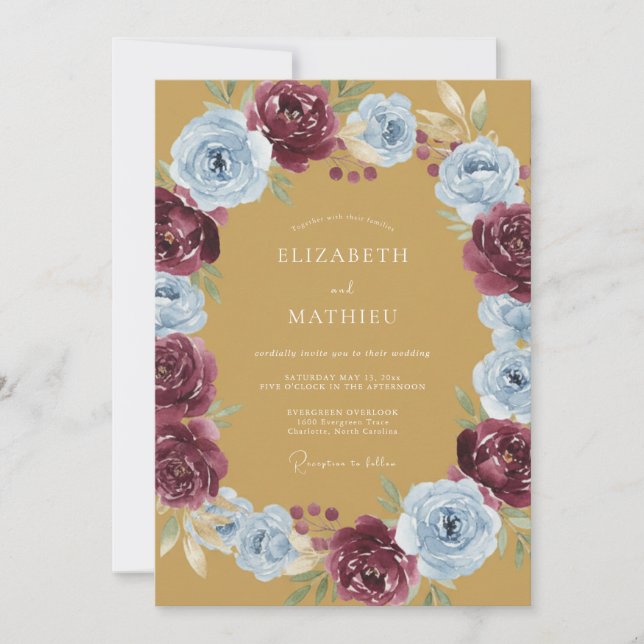Convite Casamento Outonal Opulento Dourado (Frente)
