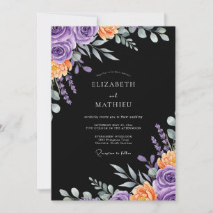 Convite Casamento Outonal Opulento Preto