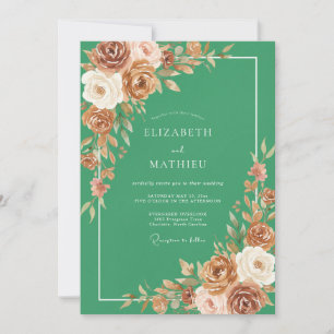 Convite Casamento Outonal Opulento Verde Esmeralda