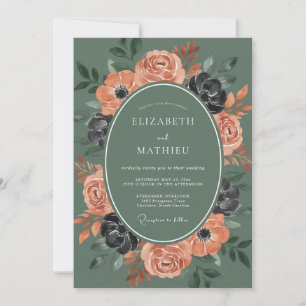Convite Casamento Outonal Ousado em Verde Sage