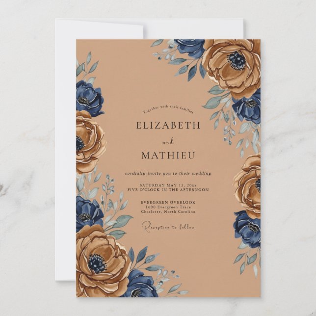 Convite Casamento Outonal Polido em Cobre (Frente)