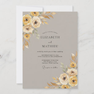 Convite Casamento Outonal Polido em Ocre