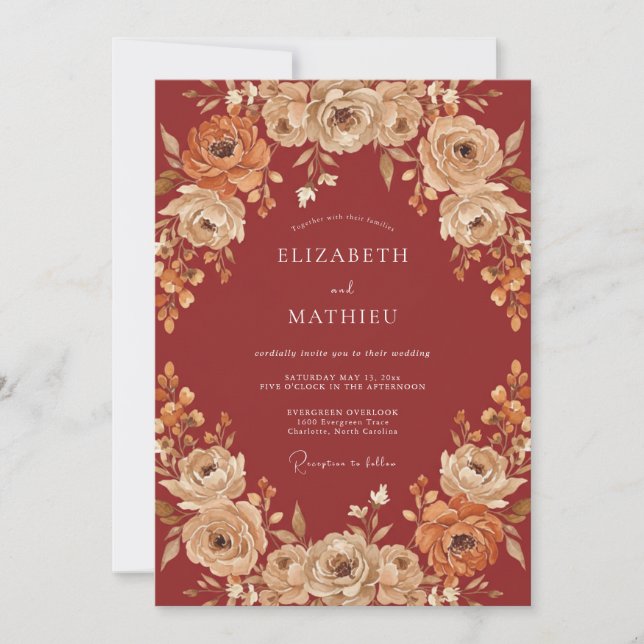 Convite Casamento Outonal Quente com Canela (Frente)