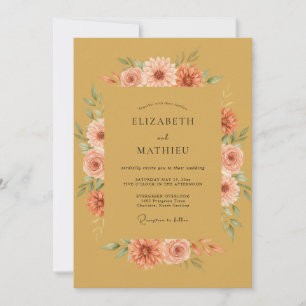 Convite Casamento Outonal Quente em Ocre