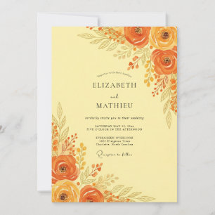 Convite Casamento Outonal Radiante Laranja