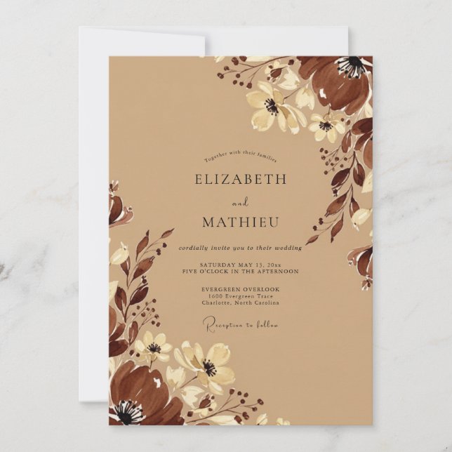 Convite Casamento Outonal Refinado (Frente)