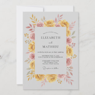 Convite Casamento Outonal Resplandecente em Amarelo Mostar