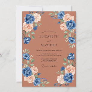 Convite Casamento Outonal Resplandecente em Terracota