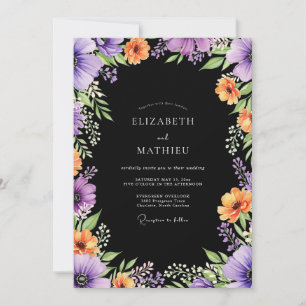 Convite Casamento Outonal Resplandecente Preto