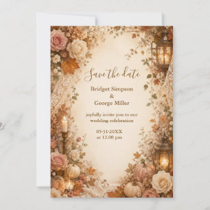 Convite Casamento Outonal Rústico Cottagecore Romântico