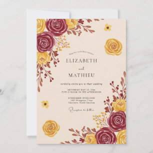 Convite Casamento Outonal Sedutor Borgonha