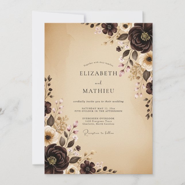 Convite Casamento Outonal Sofisticado (Frente)