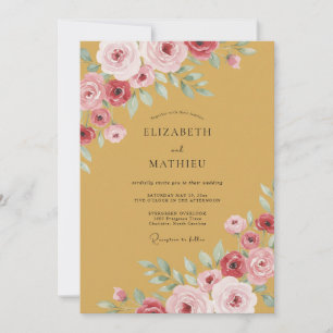 Convite Casamento Outonal Suntuoso em Ocre