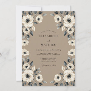 Convite Casamento Outonal Taupe Atmosférico