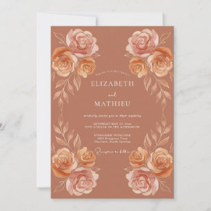 Convite Casamento Outonal Terracota Lustroso
