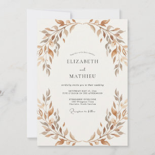 Convite Casamento Outonal Terracota Suave