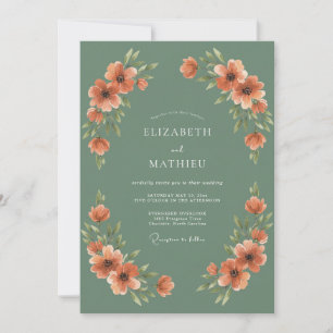 Convite Casamento Outonal Terroso em Verde Sage
