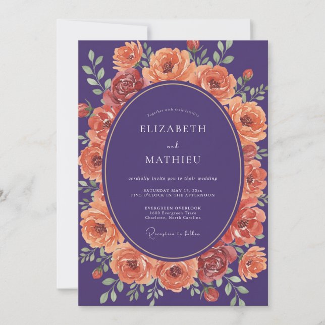 Convite Casamento Outonal Violeta Marcante (Frente)