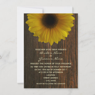 Convite Casamento outono Amarelo Girassol e Barnwood