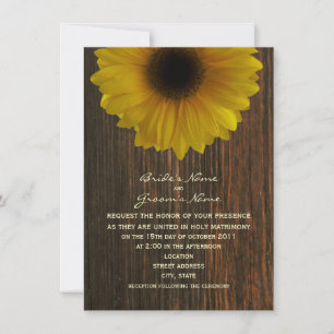 Convite Casamento outono Amarelo Girassol e Barnwood