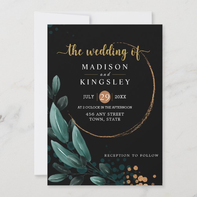 Convite Casamento outono 🍂 Azul Profundo 💙 Elegante (Frente)