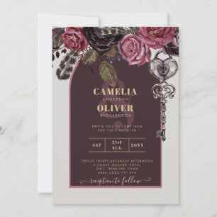 Convite CASAMENTO OUTONO Burgundy ROSA BOTHIC