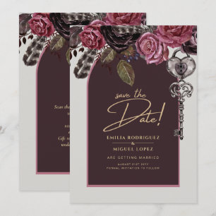 Convite CASAMENTO OUTONO Burgundy ROSA BOTHIC