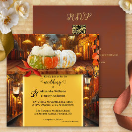 Convite Casamento outono Colorida Pumpkins Fantasy