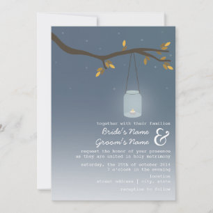 Convite Casamento outono Da Noite - Mason Jar Com Vela