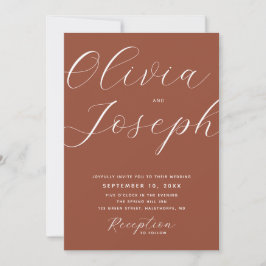 Convite Casamento outono Dark Terracotta Brown | Foto e QR