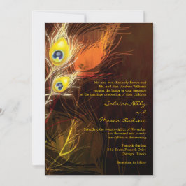 Convite Casamento outono das chamas de pena de peacock Dou