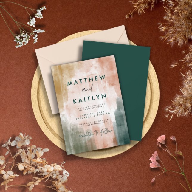 Convite Casamento outono de Aquarela Moderno Simples Em (Criador carregado)