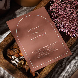 Convite Casamento outono de Arch Terracotta Profundo   Fot